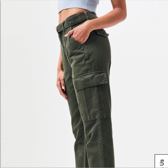 Pacsun Cadet Belted Utility Green High Rise Cargo Pant - Picture 6 of 12